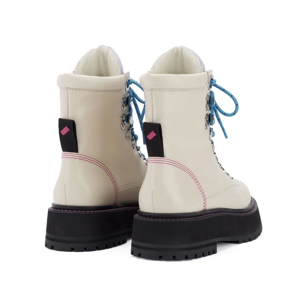 Leather boots combat style white Larroude Jordan Low Boot - Picture 3 of 12